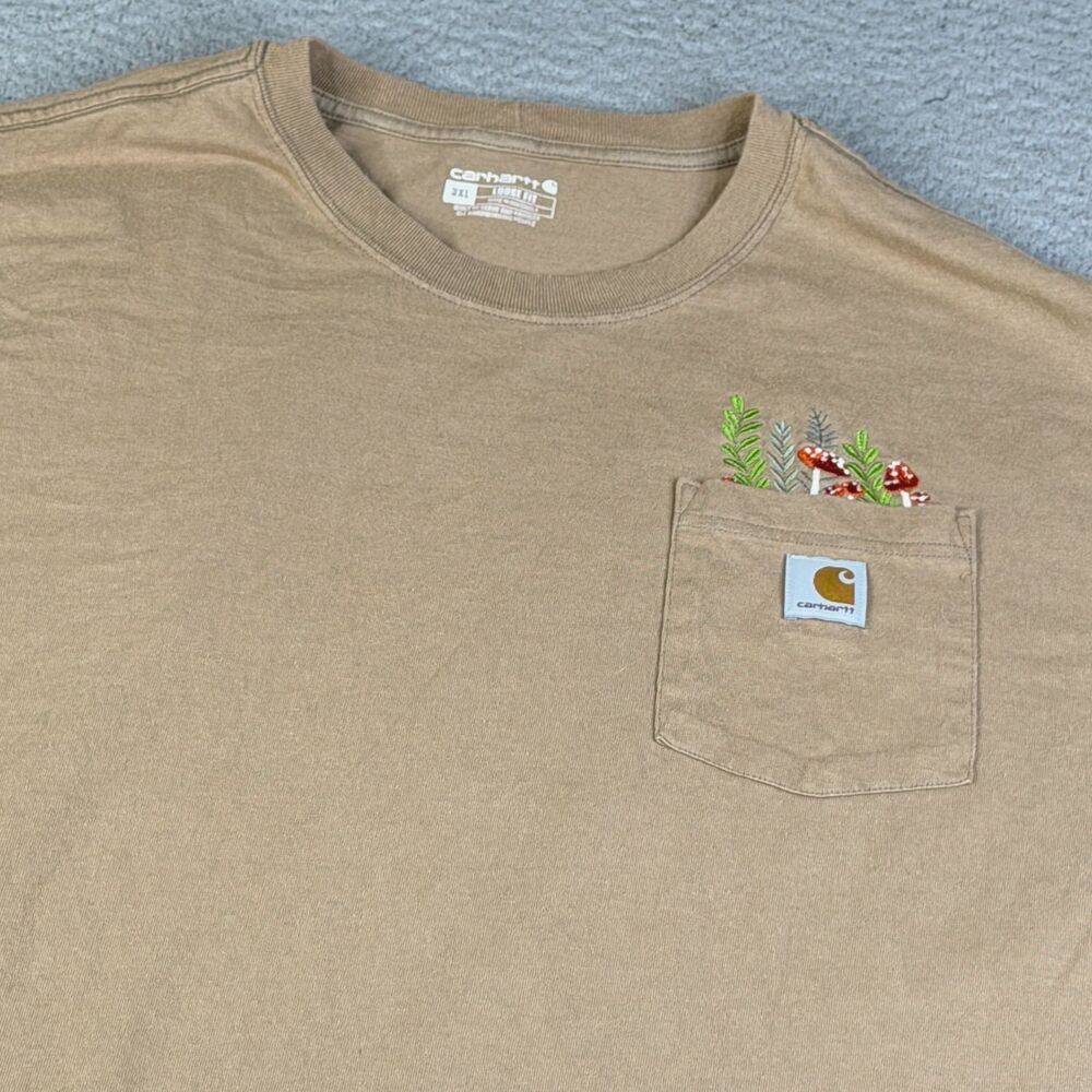 CARHARTT  Shirt Mens 3XL Desert Beige Pocket Tee Loose Fit Workwear Streetwear